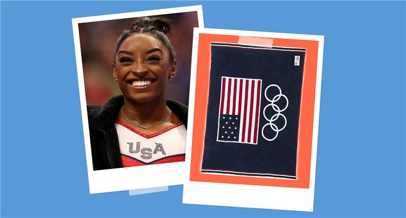 Simone Biles Is Snuggling Up to a Very Special Barefoot Dreams Blanket at the Olympic Village—and You Can, Too