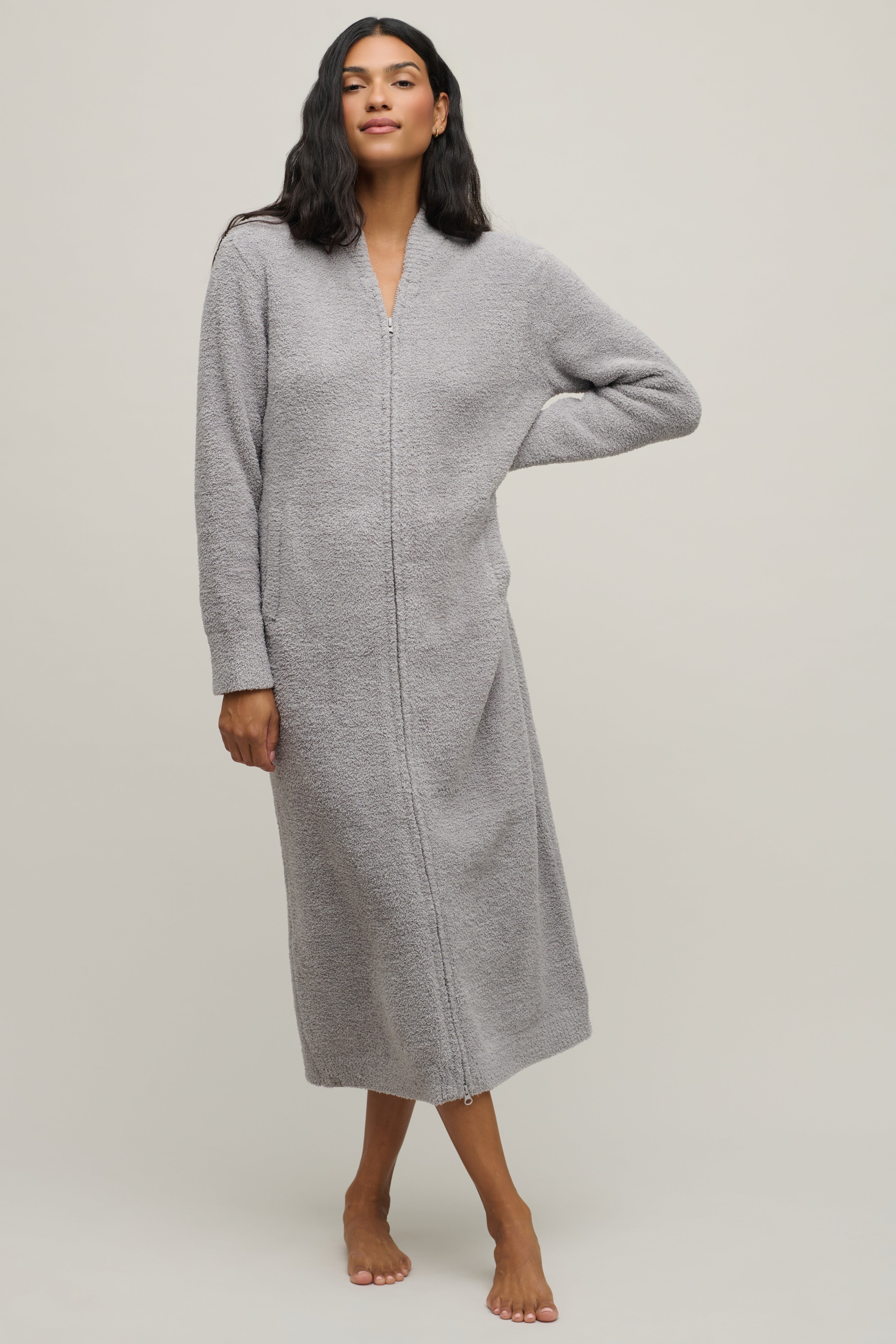 CozyChic® Full Zip V-neck Lounger | Barefoot Dreams®