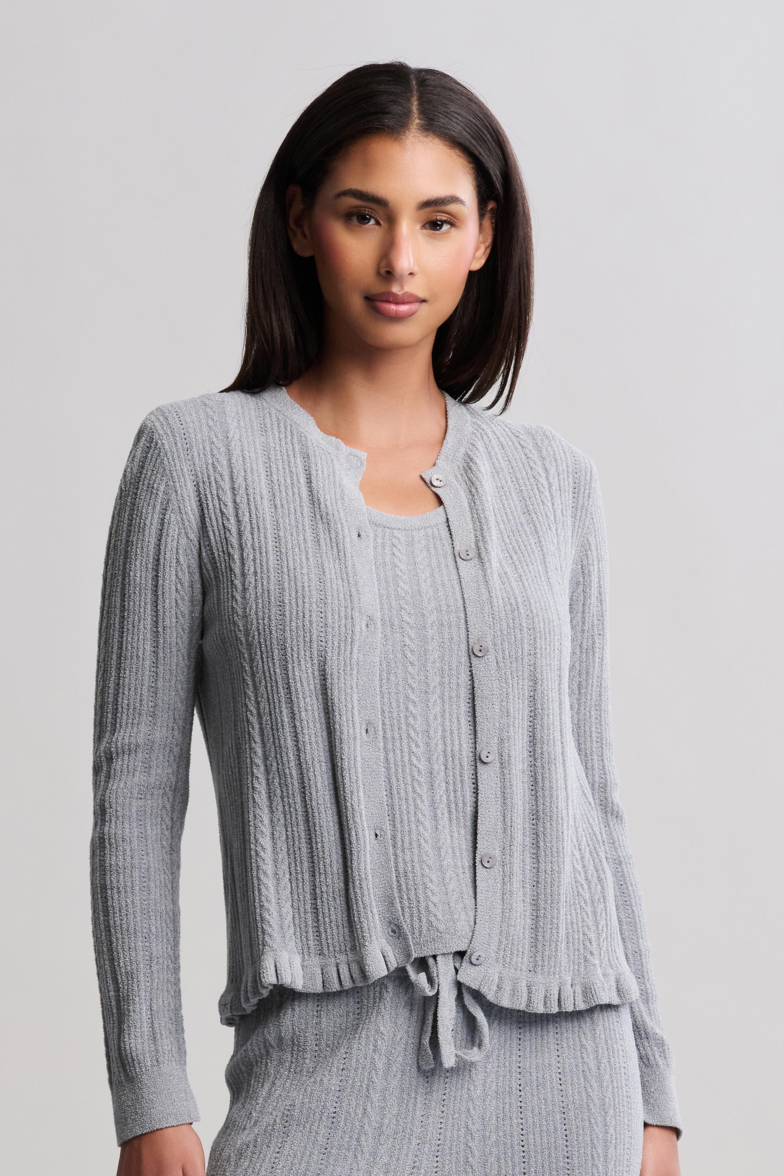 CozyChic Ultra Lite® Cable Knit Cardigan with Ruffle | Barefoot