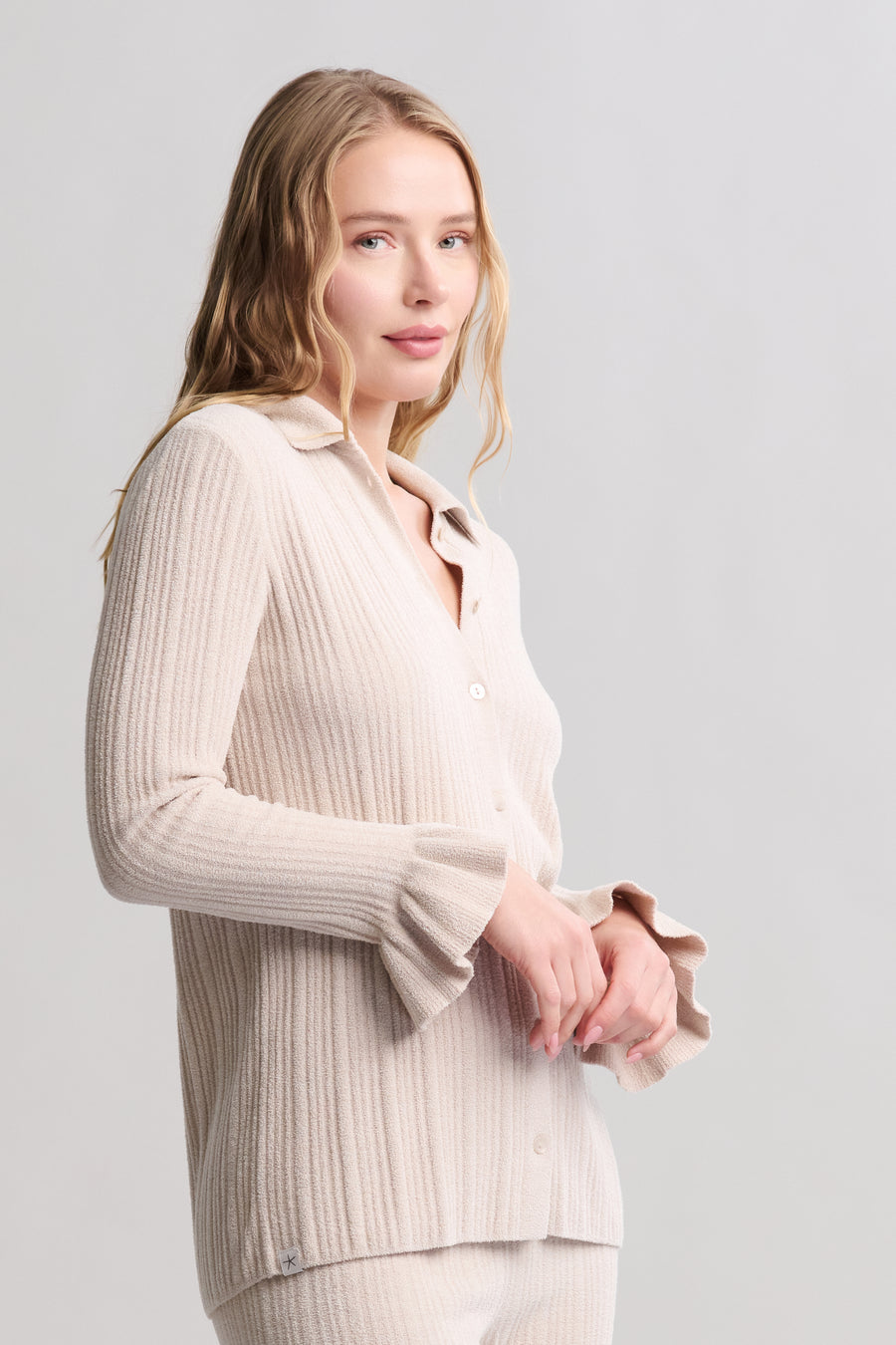 CozyChic Ultra Lite® Ribbed Ruffle Cuff Shirt