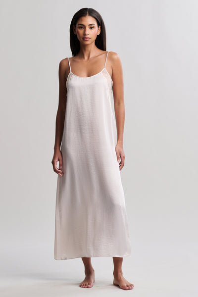 liquid slip dress Barefoot Dreams Liquid Satin Lace Slip Dress, Size XL, Canyon Rose