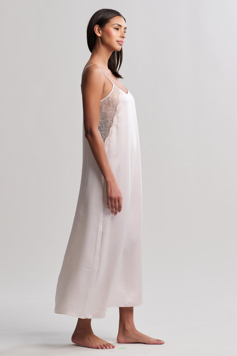 Liquid Satin Lace Slip Dress