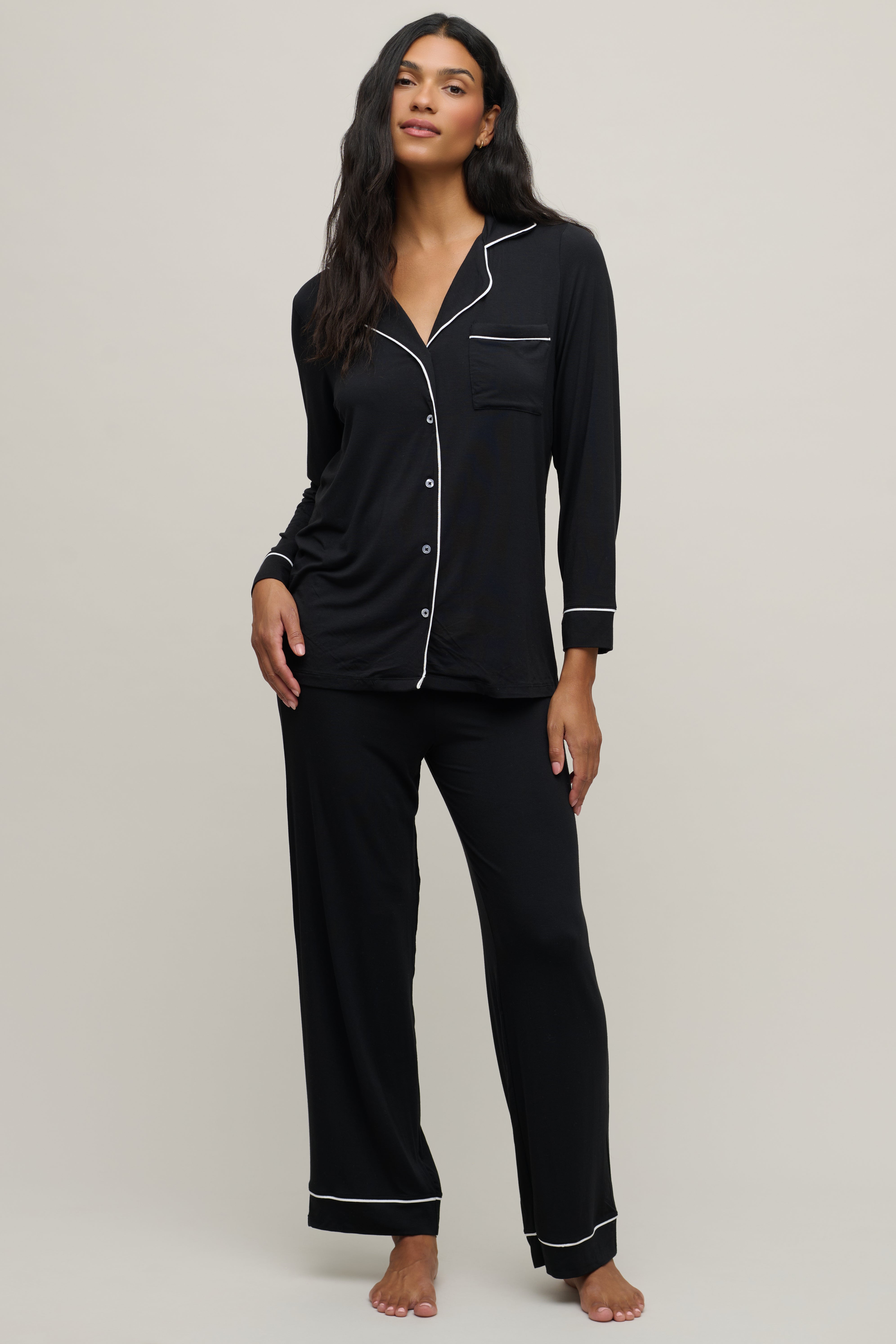 Luxe Milk Jersey® Piped Pajama Set | Barefoot Dreams®