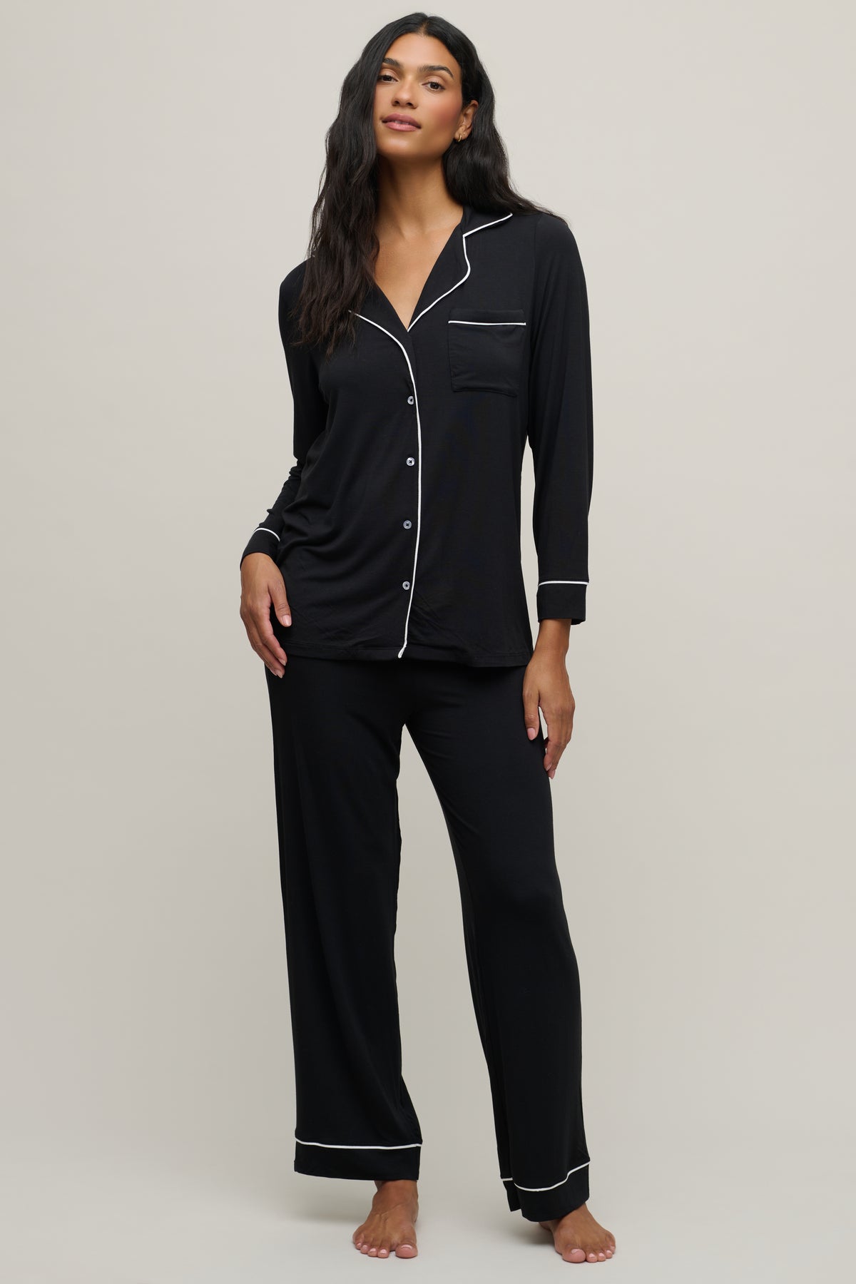 Luxe Milk Jersey® Piped Pajama Set | Barefoot Dreams®