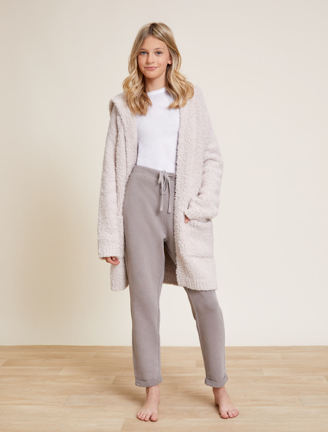 CozyChic® Boucle Youth Hooded Long Coatigan | Barefoot Dreams®
